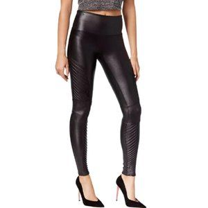 Women's Faux-Leather Moto Tummy Control Leggings